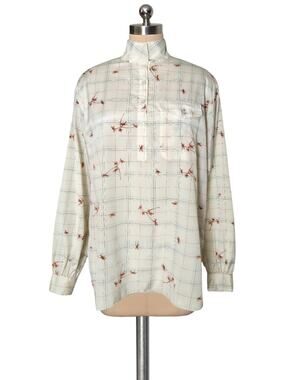 Vintage 70's 80's AMANDA Vintage Floral High Neck Button Up Blouse Shirt 13/14